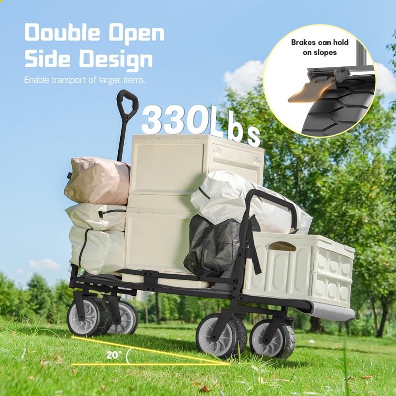 Whitsunday Collapsible 3 in 1 Wagon,Heavy Duty Collapsible Foldable Carts