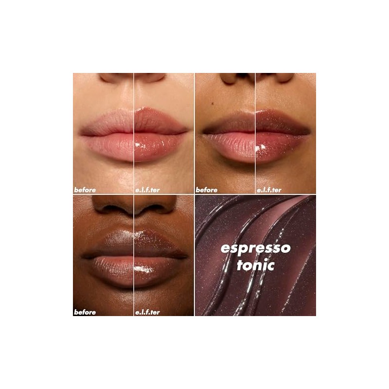 e.l.f. Glow Reviver Plumping Lip Oil Espresso Tonic - cool