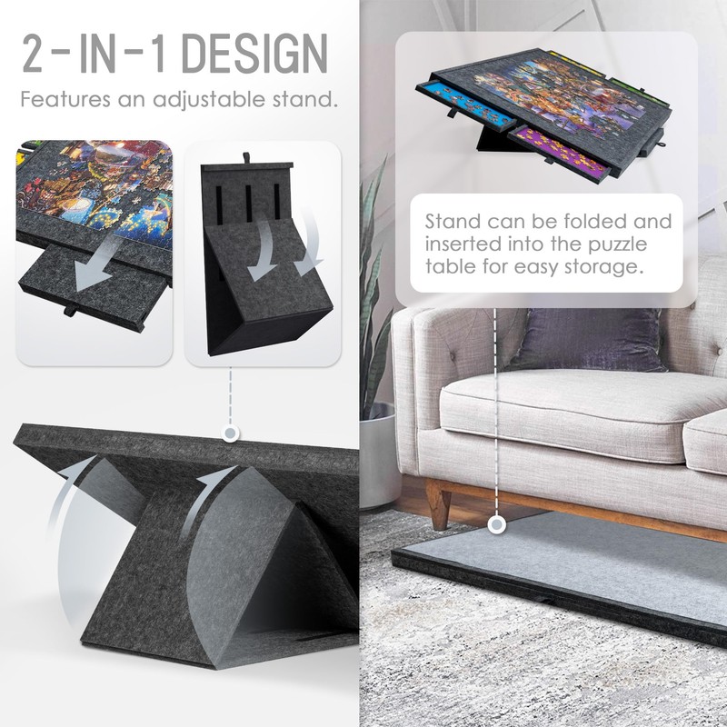 Tektalk Jigsaw Puzzle Table with Integrated Adjustable Stand/Bracket, 3-Tilting-Angle Super