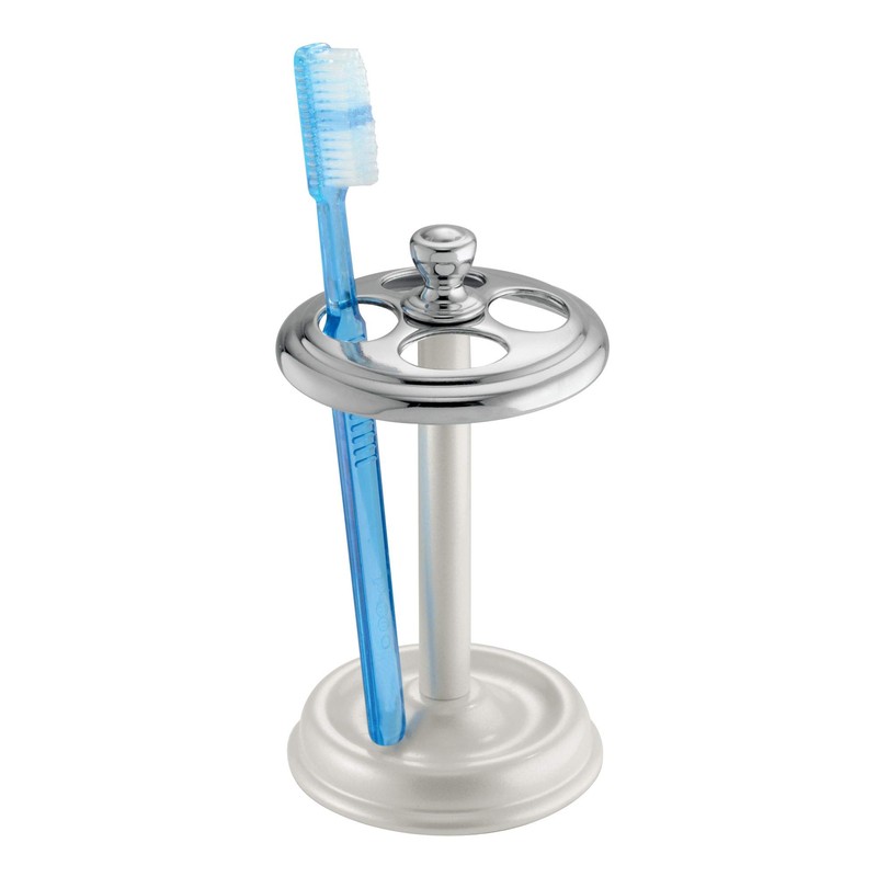 iDesign Metal Toothbrush Holder Cup for Bathroom Organization The York