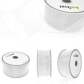 Knitial White Organza Ribbon 1-1/2" x 50 Yard Sheer Ribbon for Gift Wrapping Hair Bows, Decorations, Flower Arranging