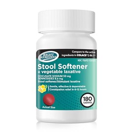 RIGHT REMEDIES Natural Vegetable Laxative Plus Stool Softener, (180 Tablets), Gentle Effective Dependable Constipation Relief in 6-12 Hours, Compare to The Active Ingredients in Colace 2-in-1