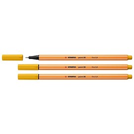 STABILO Pack of 3 Felt-Tip Pens with Fine Stitch 88, Curry Yellow