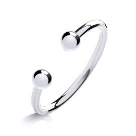 Old English Jewellers 925 Sterling Silver Baby Torque Ball Opening Bangle - Babies Christening Gift New Born