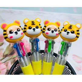 24Pcs Tiger Multicolor Pen in One 4-in-1 Cute Pens for Kids Bulk Fun Pens Mini Assorted Ink Kawaii Ballpoint Pens for Kids Birthday Gift Student Present School Supplies Party favors (24)