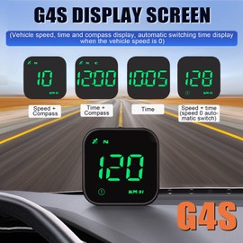 Fastsun G4S Digital GPS Speedometer, Car Head Up Display with Digital Speed in MPH KPH, Overspeed Alarm, Driver Fatigue Reminder, Multifunction Speedometer Universal for All Vehicle, Fuel Cars Green