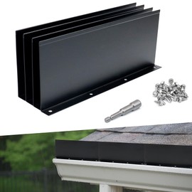 Powrocket 4 Pack Aluminum Gutter Valley Splash Guard,Keep Water From Overshooting the Gutter,for Valley,Corner,or Straight,10 inch Each Piece,Black