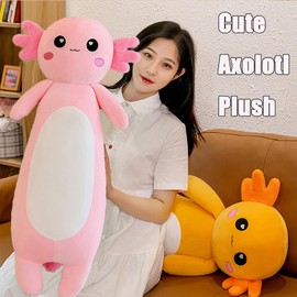 Aiuidun Long Axolotl Plush Pillow, Cute Axolotl Stuffed Animal Body Plush Soft Plushies Doll Toy for Girls Boys(80cm/31.49inch,Pink)