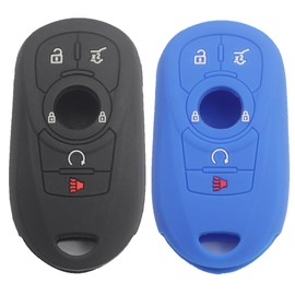 Btopars 2pcs 5 Buttons Silicone Rubber Smart Key Fob Cover Case Protector Holder Compatible with Buick Encore Lacrosse Enclave Envision Regal Black Gray