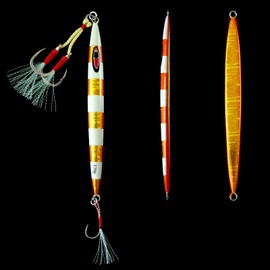 fairiland Metal Flat Jig Scrod Series Luminous Lead Jigs Life-Like Saltwater Fishing Lures with Hi-Carbon Steel Three Assist Hooks Artificial Lure Fishing Jigs(G-120g-1pcs)