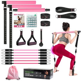 JNATER Upgraded Pilates Bar Kit, Durable Pilates Bar Kit with Resistance Bands for Women & Men -with Workout Guide Perfect for Beginner - Pilates Equipment for Home, Gym, Travel, Office Use