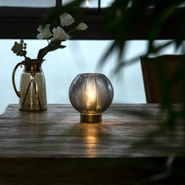 Battery Operated Lamp with Timer, Table Lamp Battery Powered, Small Cordless Bedside Lamp for Living Room Battery Lamp for Bedroom Kitchen Bath Room-Grey