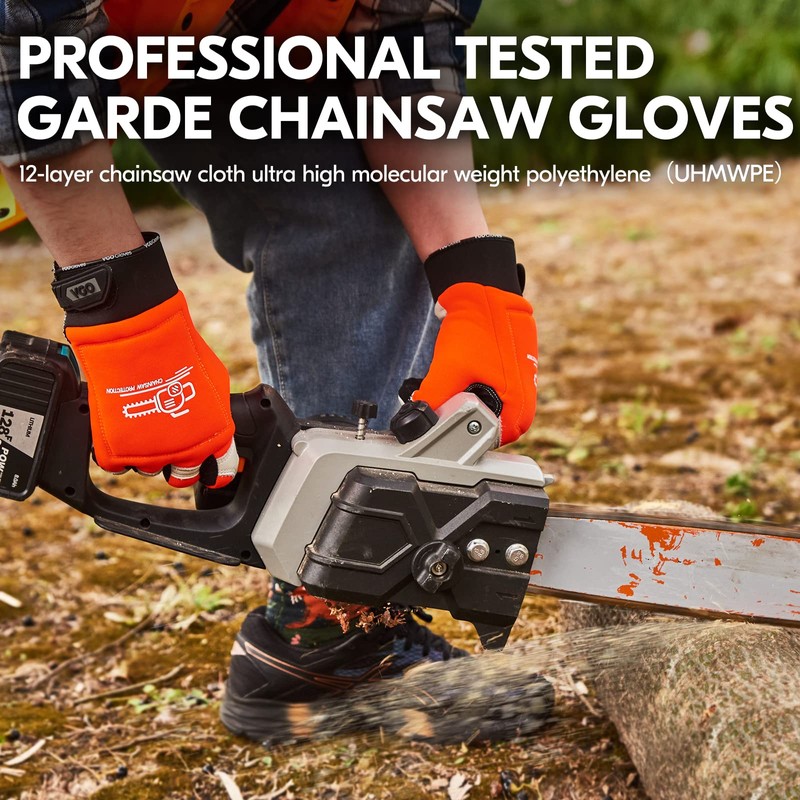Vgo... Chainsaw Gloves 12-Layer Protection on Both Hands in Cowhide,