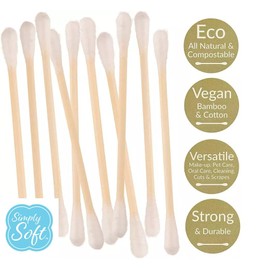Bamboo Cotton Buds 500, 500ct - Eco-Friendly, Natural Material, Cotton PAD, Versatile Usage, by Simply Soft.