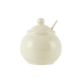 London Pottery Ceramic Sugar Jar with Lid and Spoon,Porcelain Seasoning Box Sugar Jar,370ml （Ivory）