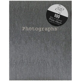 Picture This Tallon Snake Skin 6x4 Photo Album Memo Slip in Holds 100 Photos (Grey)