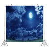 Loccor 5x5ft Fabric Night Sky Backdrop Full Moon Clouds Lawn
