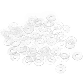 QUARKZMAN M4 13mm Outer Diameter Plastic Round Flat Washer Seal x 50pcs Nylon Round Flat Washer Sealing Ring for Glass Door Handle, Transparent