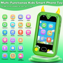 Lapare Kids Smart Phone Toys, 2.8'' Touchscreen HD Dual Camera Cell Phone for Kids, Birthday Gifts Dinosaur Toddler Play Phone for Boys 3-10, Travel Learning Toy for with 32GB SD Card(Green)
