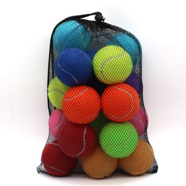 ZHUOKECE Tennis Balls, 18 Pack Training Tennis Balls Practice Balls with Mesh Bag for Easy Transport, Pet Dog Playing Balls, fit for Beginner Training Ball (9 Multi-Color)