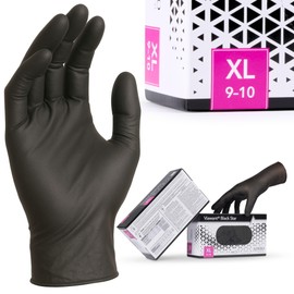 Disposable Gloves Pack of 100 | XL | Nitrile Gloves Black | Powder-Free, Latex-Free Disposable Gloves | Tear-Resistant & Sensitive | EN 455 & EN 374 | Sizes XS, S, M, L, XL
