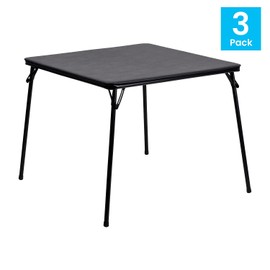 Flash Furniture Madelyn Set of 3 Folding Card Tables - Black Foldable Card Tables - Square - Portable Tables with Collapsible Legs