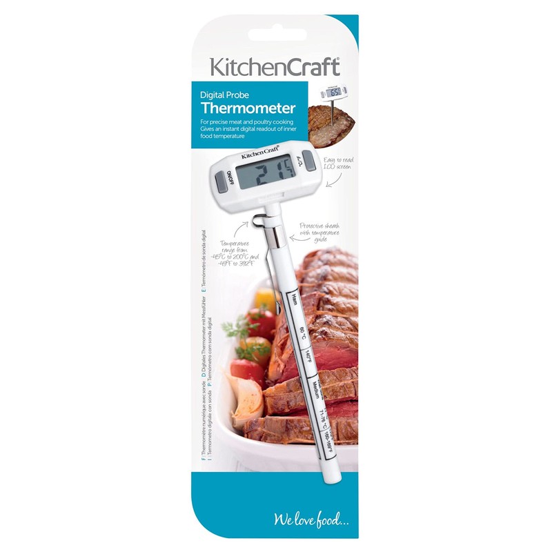 KitchenCraft Digital Food Thermometer Probe with Protective Cover, Ideal for