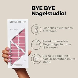 Original Miss Sophie Nagelfolien Rosewood Love I 24 ultra-d√ºnne Nagellack-Streifen einfarbig in Rosa I F√ºr Finger- & Fu√ün√§gel I H√§lt auf Natur- sowie lackierten, Acryl-, Gel- & Shellac-N√§geln