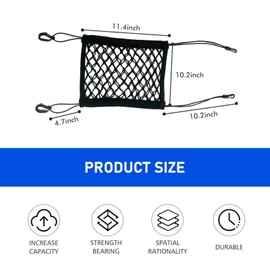 jokormo 1 PC Car Front and Rear Seats Pet Isolation Net, Double-Layer Coarse Net Breathable Anti-Scratch Anti-Collision Dog Safety Barrier Protection, Flexible Storage Bag, Universal for Cars (Black)