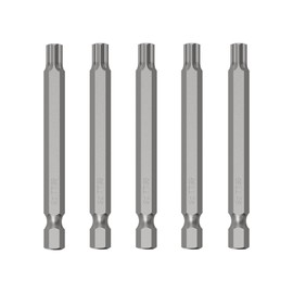 FOCMKEAS 5PCS T35 Magnetic Tamper Proof Torx Screwdriver Bits, 1/4 Inch Hex Shank 3.9 Inch Length S2 Steel Security Drill Torx Head Drill Screw Driver Tools(100mm Long, Star 6 Point)