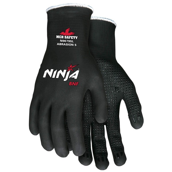 MCR Safety Ninja BNF N96795S Work Gloves, 15 Gauge NylonSpandex