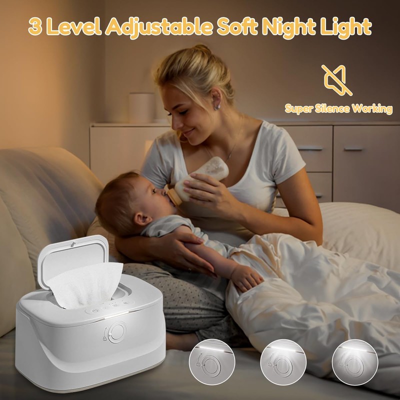 Baby Wipe Warmer with Night Light,Innovative Spring Design,Baby Wet Wipes