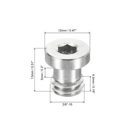 PATIKIL 3/8"-16 Thread 13mm Length Camera Quick Release Screw Tripod Screws, 3 Pack Stainless Steel Hex Slot Screw for DSLR Camera Rig Accessories, Silver