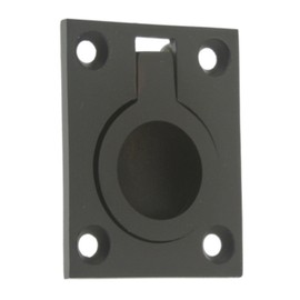 idh by St. Simons 25220-019 Professional Grade Quality Solid Brass Flush Ring Pull, Matte Black, 1-3/4 in X 1-1/2 in