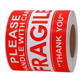 Hycodest Fragile Stickers 3" x 5" Pack of 100 (Thank You)