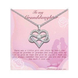 Alittlecare Granddaughter Necklace from Grandma - Infinite Heart Necklace Filled with My Love - Gift for Granddaughter on Birthday, Christmas, Graduation, Weddings, Valentines, and More
