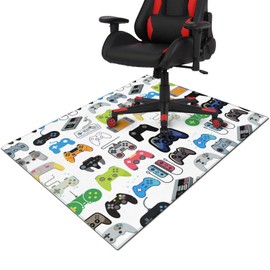 Gaming Chair Mat for Hardwood Floors,Game Controllers 48"x36" Game Rugs for Gaming Room, Under Desk Gamer Rug for Tile Floor,Low-Pile Game Room Rug,Non Slip Rubber Backing Large Gaming Chair Floor Mat