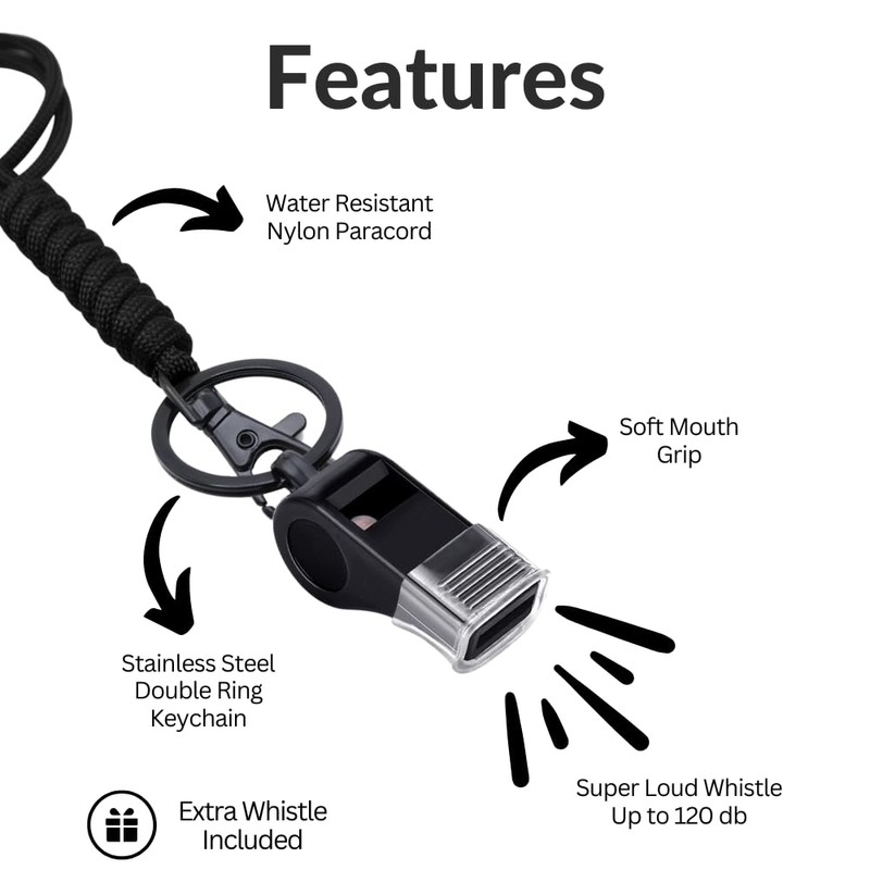 MyfavoriteK 2 Pack Professional Plastic Sports Whistle with Rope Lanyard