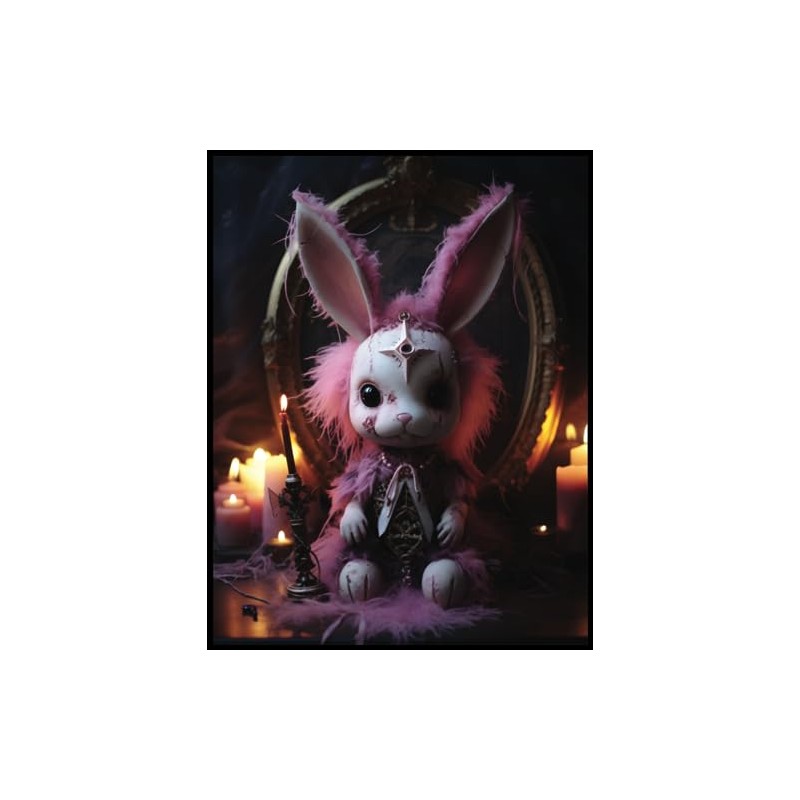 Pink Gothic Pastel Stuffed Bunny Voodoo Doll, Design 8 (SKETCHBOOK):