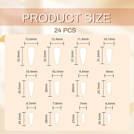 TELAIN Pink Sticker Nails Medium Bow Almond Shape Full Cover Cute False Nails for Women Girls 24 Pieces