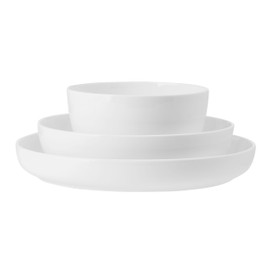 Mikasa Delray Bone China Lightweight Chip Resistant 9 Piece Dinnerware Bowl Set, Service for 3, White