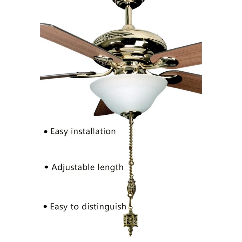 2Pcs Ceiling Fan Pull Chain Set, 12Inch Metal Fan Pull