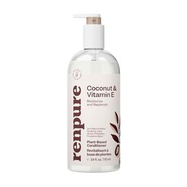 RENPURE Acondicionador profundo de coco y vitamina E a base de plantas para cabello seco y dañado, sin sulfatos, sin parabenos y seguro de color - Acondicionador hidratante de coco natural
