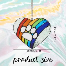 NICENEEDED Stained Glass Memorial Gifts, Rainbow Bridge Dog Passing Away Memorial Gifts, Heart Paw Print Suncatcher Loss of Dog Sympathy Gift Pet Remembrance