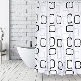 MSV Anti-Schimmel Duschvorhang - Anti-Bakteriell, waschbar, wasserdicht, mit 12 Duschvorhangringen - Polyester, „Quadrat“ 180x200cm