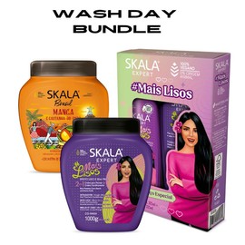 Skala Beauty Hair Masks - Nourishing, Gentle, Hydrating - Hair care Products Conditioner Moisture Shampoo Hydrate Moisturizing Repair Restore Vitamins:_4PK - MaisLisos+BombadeVitaminas+Amido+Brush