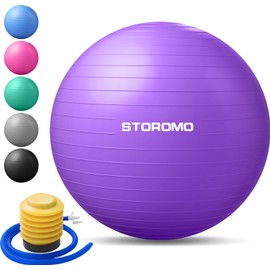 STOROMO Exercise Ball,Yoga Ball(Free Exercise Tutorial)，Extra Thick Non-Slip,Holds 2500 lbs, Workout Ball for Pregnancy Birthing and Balance Stability (Purple, 55cm/21.6in)