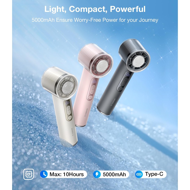 TORRAS COOLiFY iva Handheld Fan with Ice Cooler, 5000mAh Rechargeable