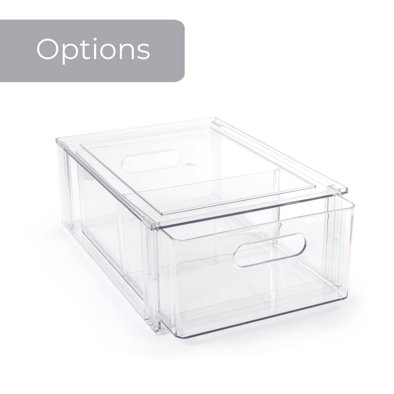 Smart Design Pull-Out Stackable Storage Bin with Removable Dividers -