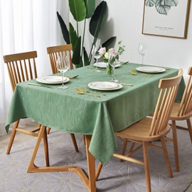 maxmill - Mantel de jacquard con diseño de remolino, resistente al agua, antiarrugas, peso pesado, suave para bufé, banquetes, fiestas, eventos, día festivo, cena, cuadrado, 52 x 52 pulgadas, verde